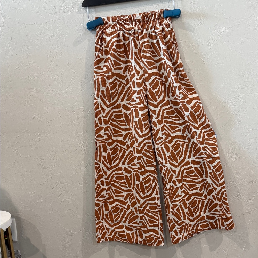 Böhme Final Touch Printed Wide Leg Pants Elastic Waist Size Small
